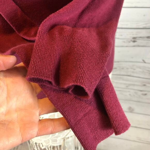 Anthropologie Angel of the north tassel Cowl neck sweater burgundy size small - Picture 9 of 11